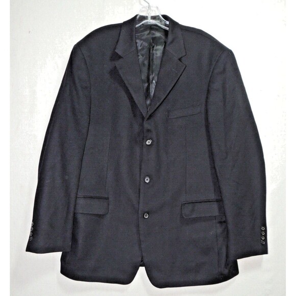 Andrew Fezza Black Wool Silk Cashmere Blazer Sportcoat Classic Fit Sz. 44L - Picture 1 of 6